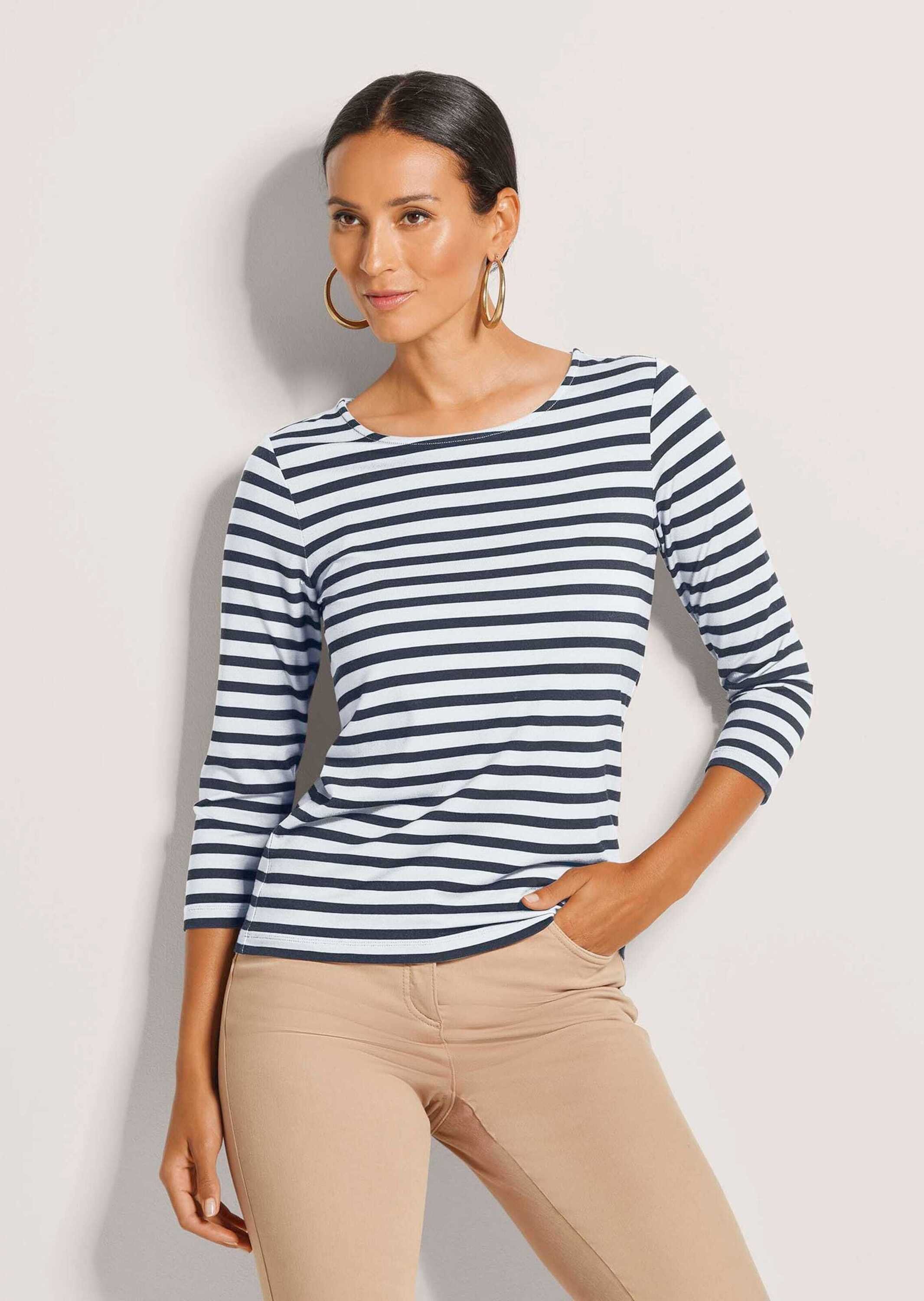 MADELEINE 3/4-Arm-Shirt Ringelshirt mit U-Boot-Ausschnitt, Halbarm günstig online kaufen
