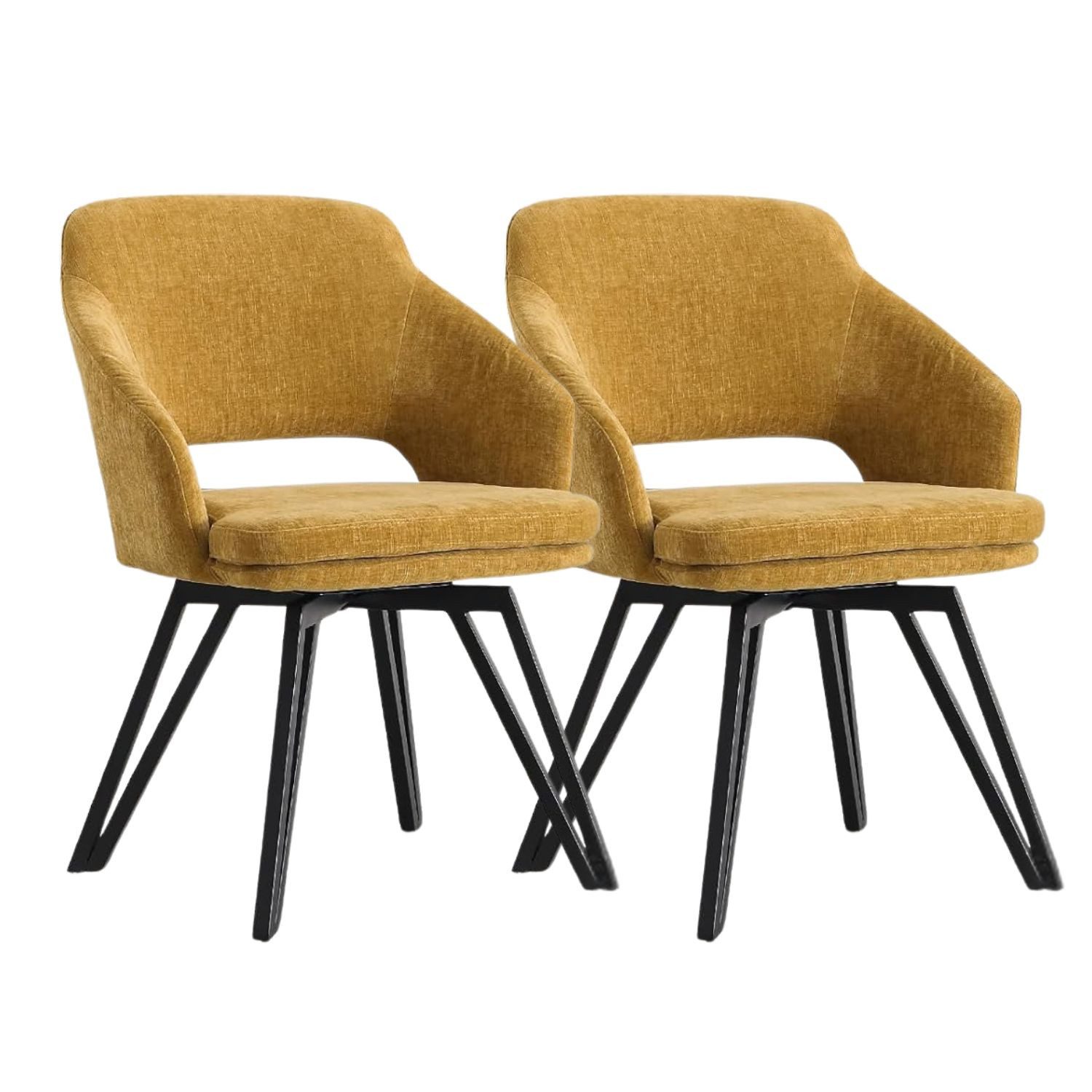 WAHSON OFFICE CHAIRS Esszimmerstuhl 2er Set Leinen/Chenille-Esszimmerstühle mit Rückenlehne