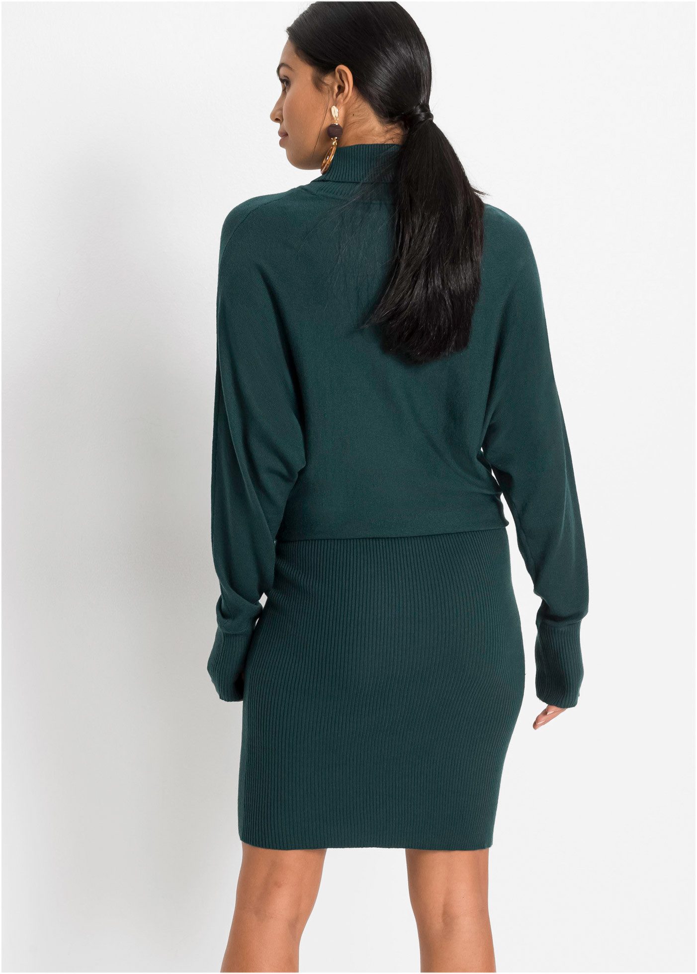 bonprix Strickkleid mit Rollkragen, aus Viskose, Polyamid und Polyester