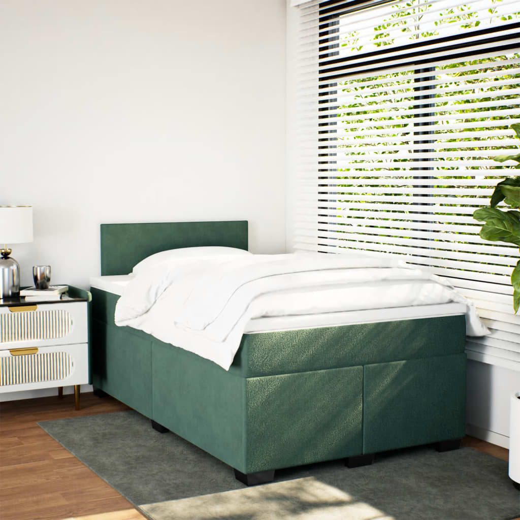 vidaXL Bett Boxspringbett mit Matratze Dunkelgrün günstig online kaufen