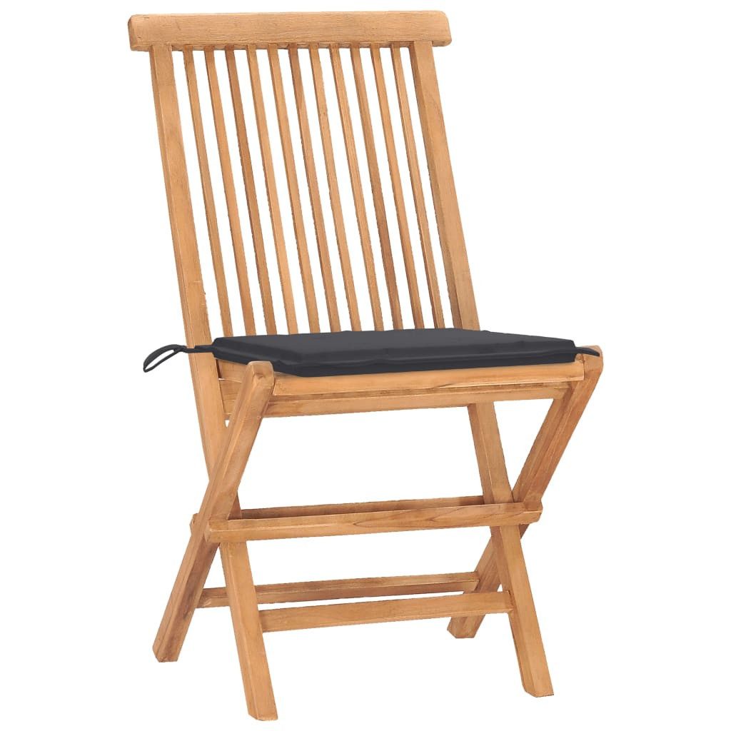 vidaXL Garten-Essgruppe, 3-tlg. Gartengarnitur mit Kissen Klappbar Massivholz Teak
