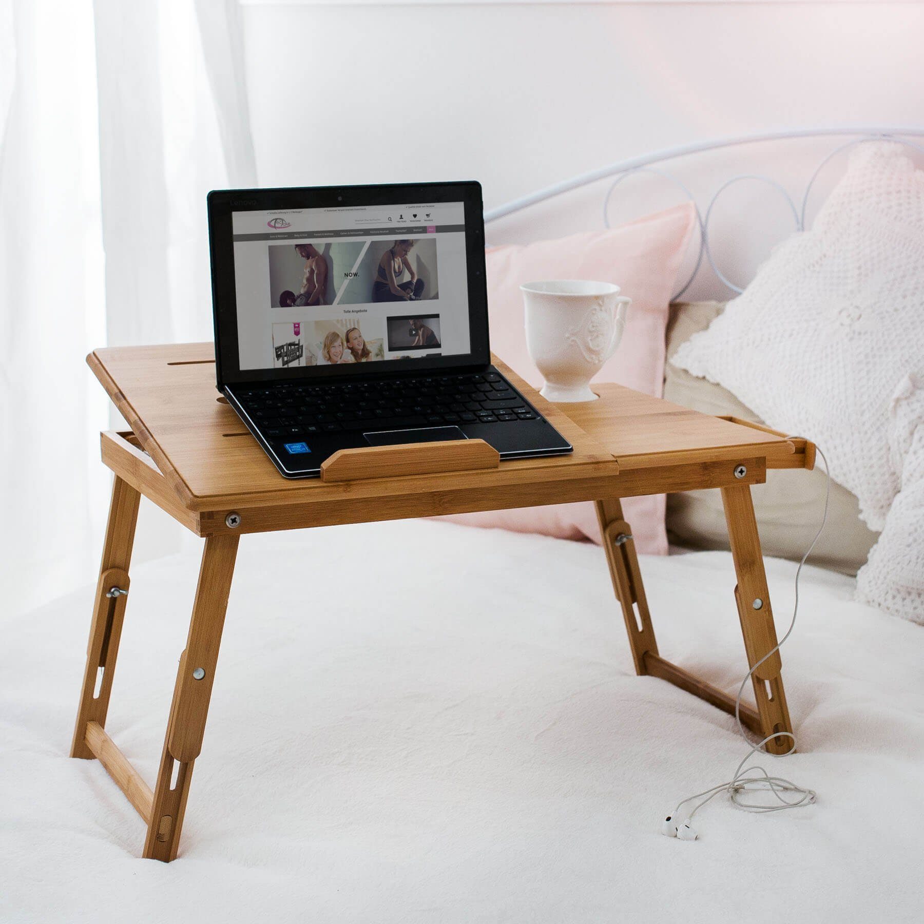 tectake Schreibtisch »Laptoptisch aus Holz, höhenverstellbar, 55x35x26cm«  (1-St), zusammenklappbar