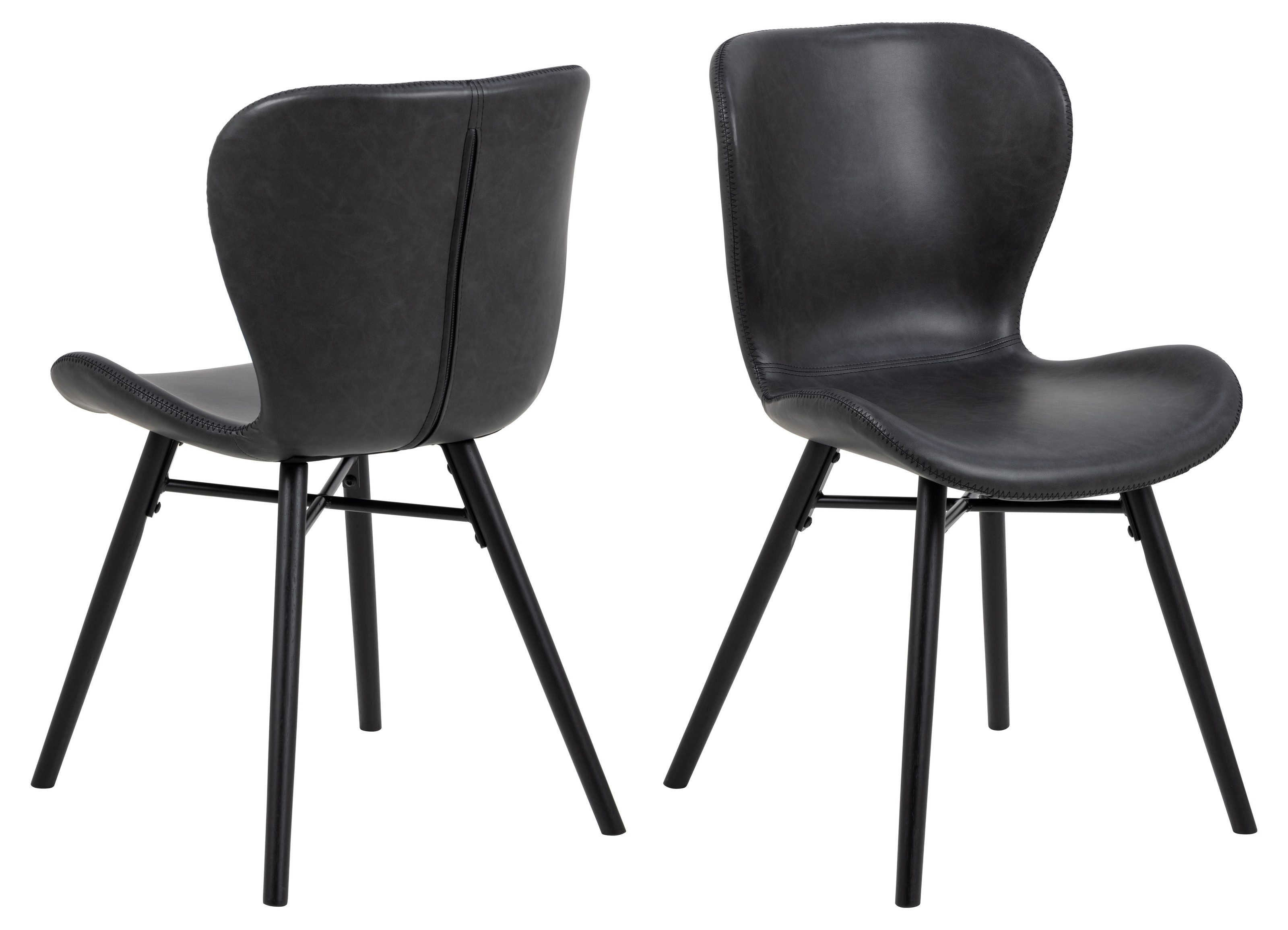Esszimmerstuhl (2er-Set) in schwarz - 47x82,5x53 (BxHxT)