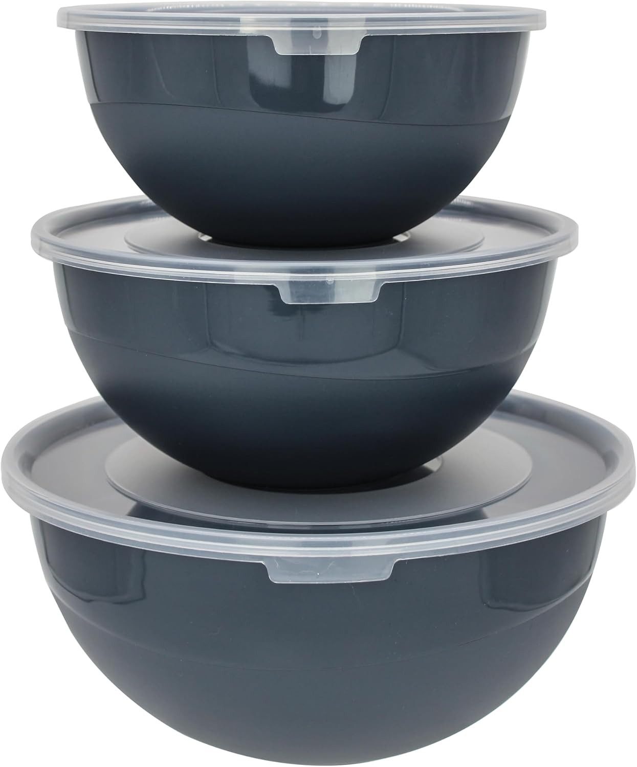 Centi Rührschüssel NOVARA Schüssel-Set mit Deckel, Kunststoff, (3-tlg), – 2 l, 3 l, 5 l – mit Deckel – anthrazit –