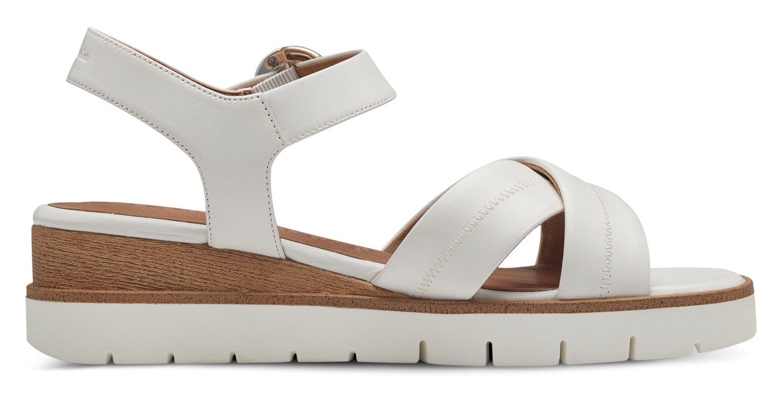 Tamaris Keilsandalette, Sommerschuh, Riemchensandale mit Ziernähten