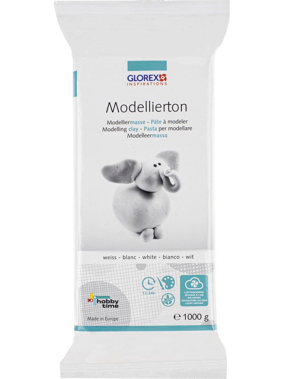 Glorex Bastelnaturmaterial Glorex Modellierton weiß 1000 g