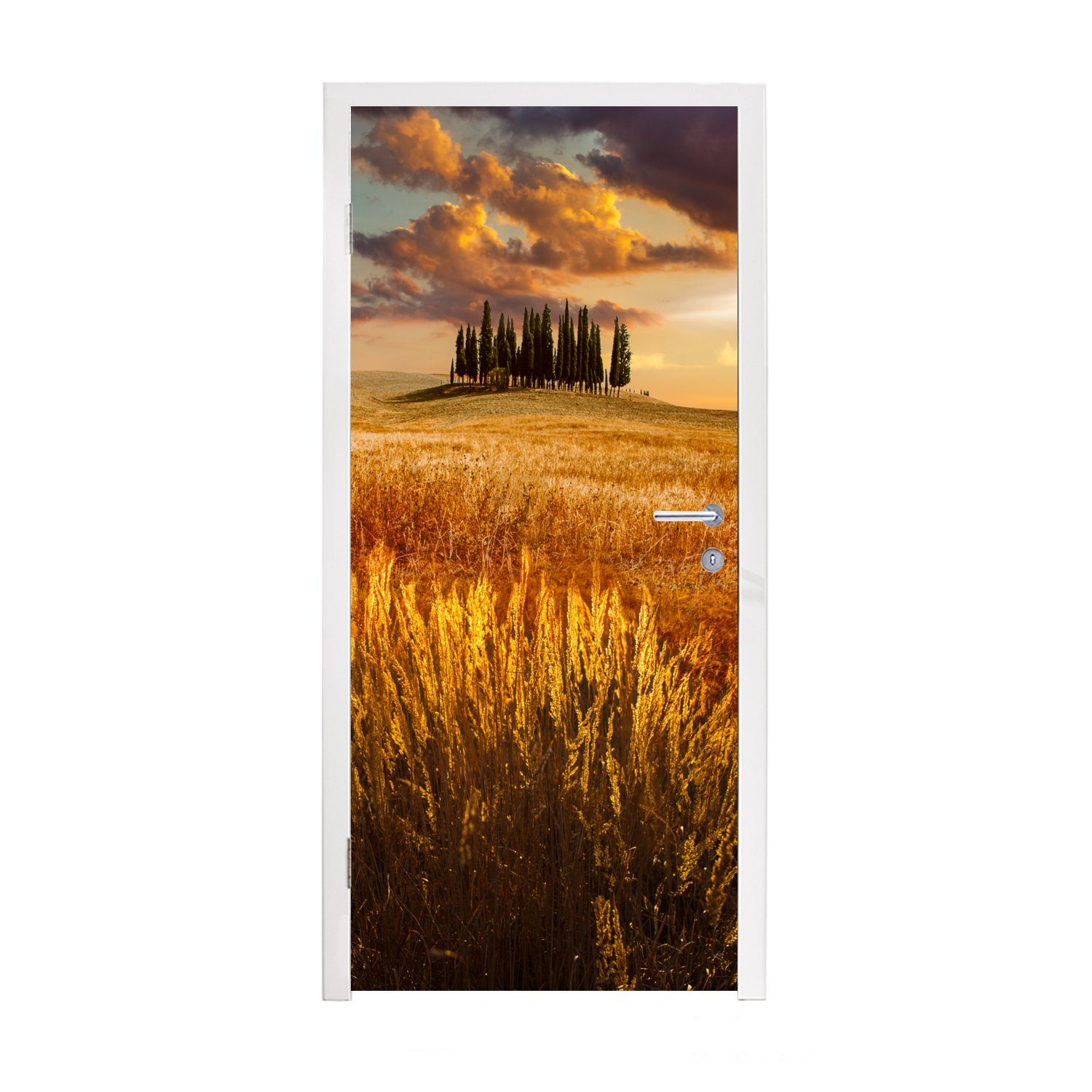 MuchoWow - bedruckt, für Italien - Matt, 75x205 Landschaft, Türtapete cm (1 Tür, Türaufkleber, St), Fototapete Toskana
