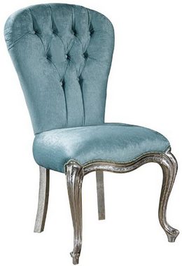 Casa Padrino Esszimmerstuhl Luxus Barock Esszimmer Stuhl Set Hellblau / Silber 55 x 55 x H. 107 cm - Küchen Stühle 6er Set - Edle Barock Esszimmer Möbel