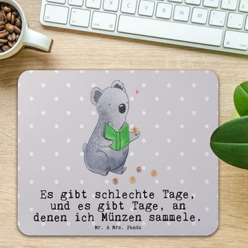 Mr. & Mrs. Panda Mauspad Koala Münzen sammeln - Grau Pastell - Geschenk, Auszeichnung, Numisma (1-St), Ergonomisch geformt