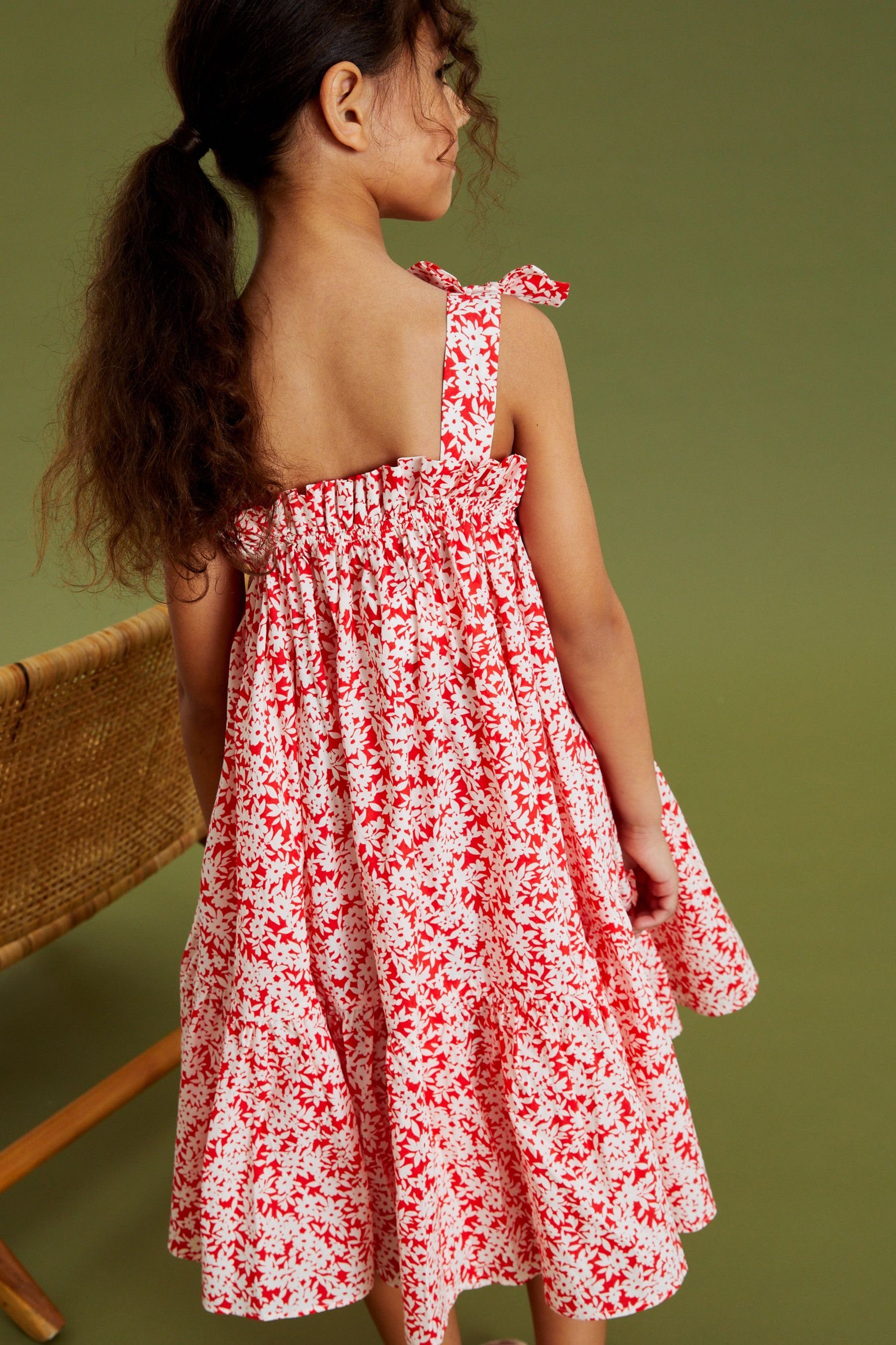 Sommerkleid Kleid (1-tlg) Trägern mit Next Ditsy Red gebundenen