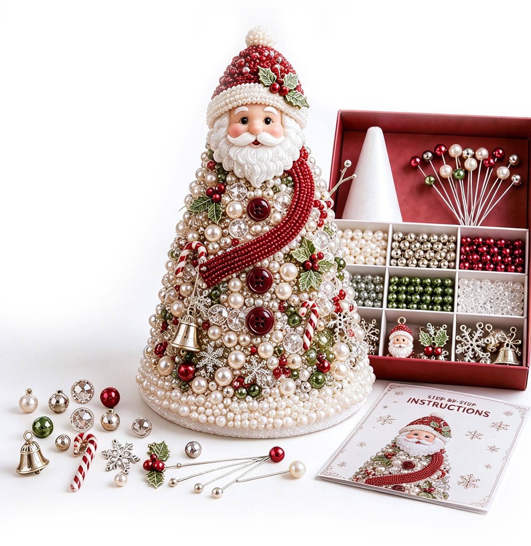CLTYQ Kreativset DIY-Kreativset für einen Perlen-Weihnachtsbaum, Weihnachtsdeko zum Selbermachen für Erwachsene und Kinder