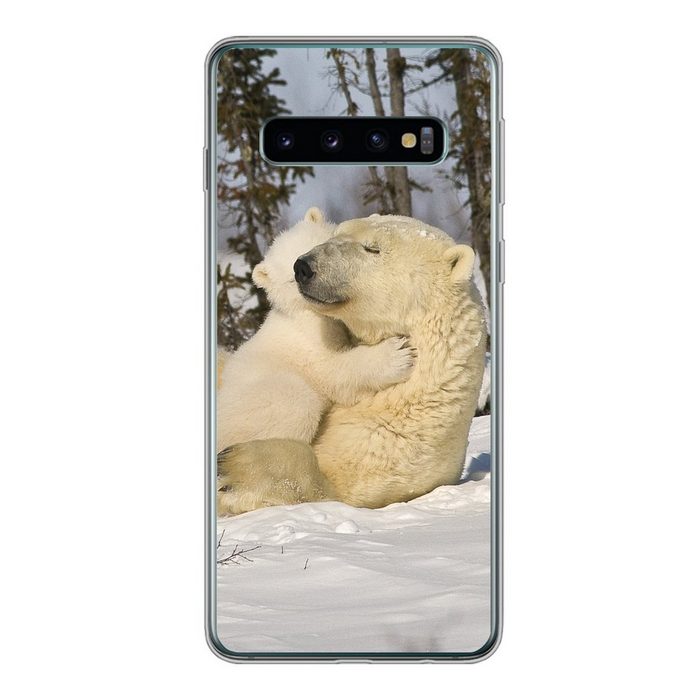 MuchoWow Handyhülle Eisbär - Schnee - Höhle - Jungtier Phone Case Handyhülle Samsung Galaxy S10 Silikon Schutzhülle