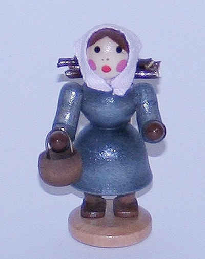 Weihnachtsfigur Miniatur Holzweibel stehend bunt Höhe= 6cm NEU, Miniatur