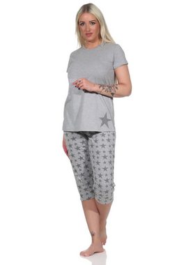 Normann Pyjama Damen Capri Pyjama, Schlafanzug mit Sternen - 112 204 10 735