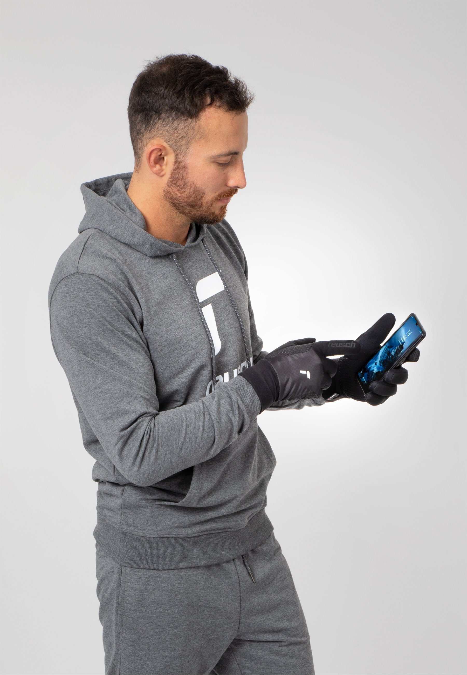 Garhwal praktischer Reusch Skihandschuhe schwarz-silberfarben mit Hybrid Touchscreen-Funktion