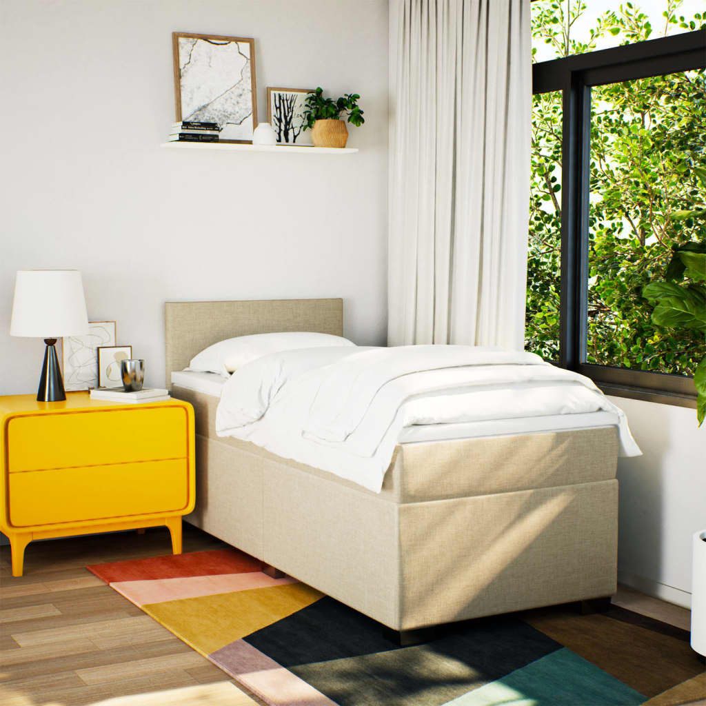 vidaXL Bett Boxspringbett mit Matratze Creme günstig online kaufen