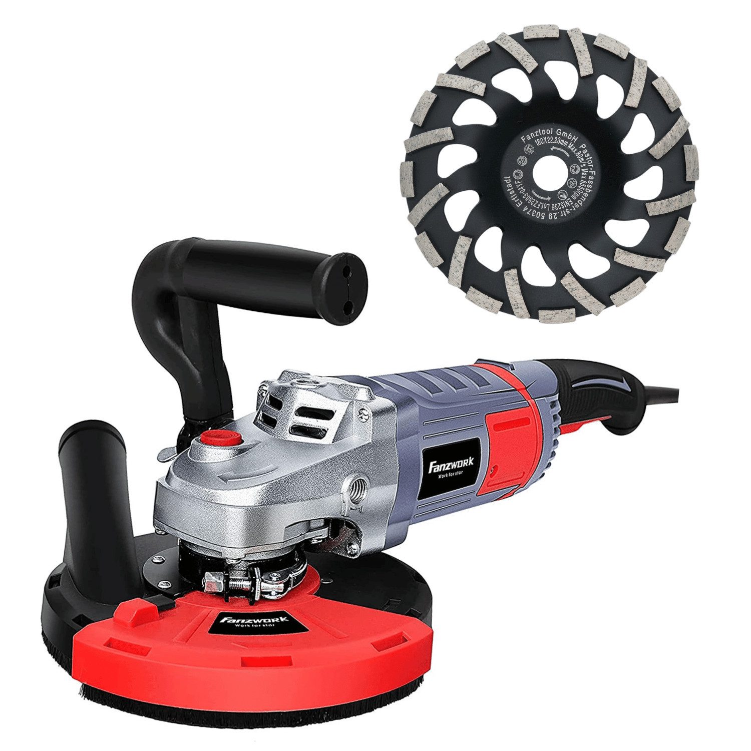Fanzwork Winkelschleifer Betonschleifer Betonfräse 2000W Set mit 180mm Diam günstig online kaufen