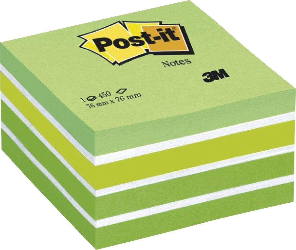Post-it Notes Haftnotizblock Haftnotizwürfel 76x76mm farbig Aquarelle grün