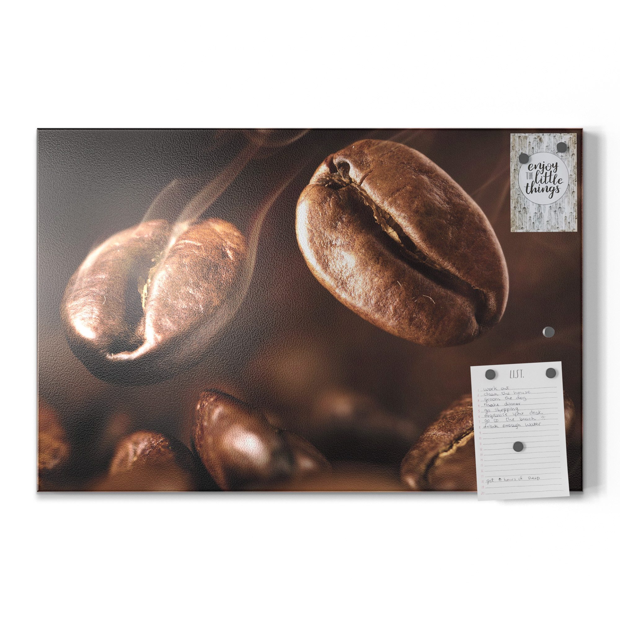DEQORI Magnettafel 'Duftende Kaffeebohnen', Metall Whiteboard für alle Magnete, Magnetboard magnetisch