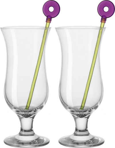 LEONARDO Cocktailglas »Hurricane«, Glas, (6 Gläser, 6 Rührer), 330 ml