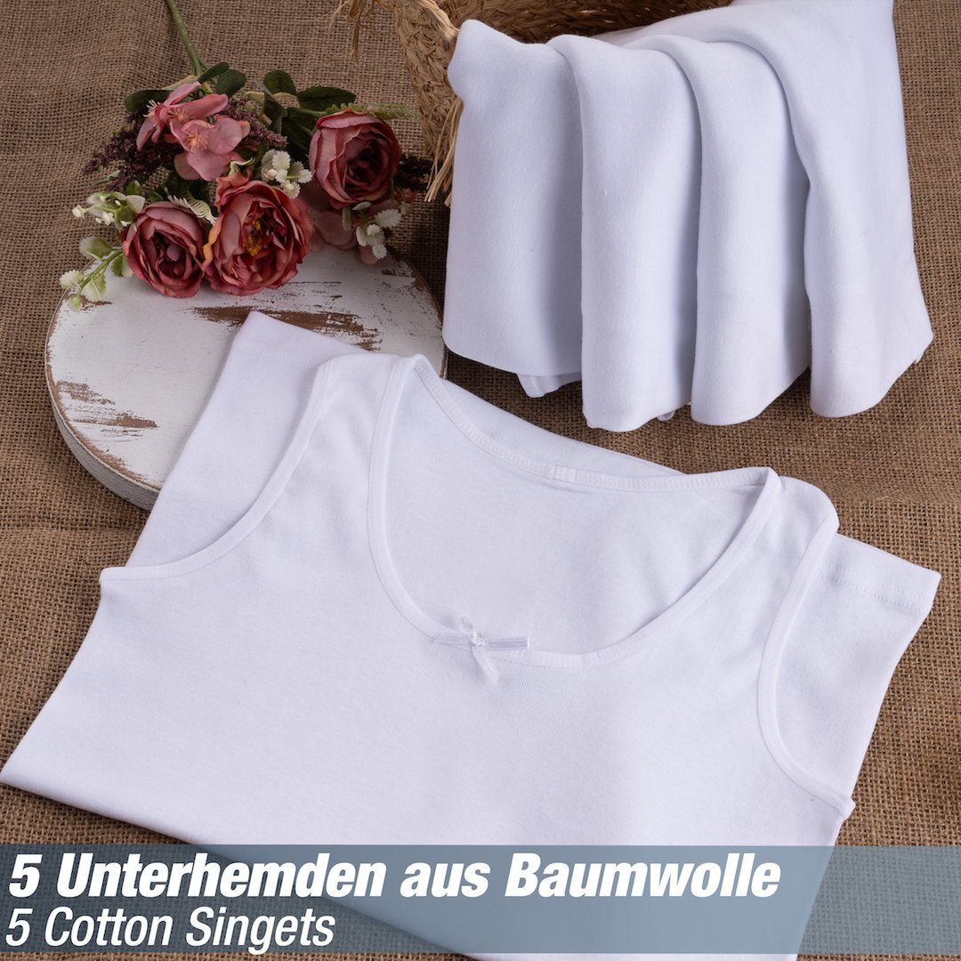 Mädchen LOREZA (Spar-Packung, 5-St) 5 Unterhemden 100% Unterwäsche Unterhemd Baumwolle