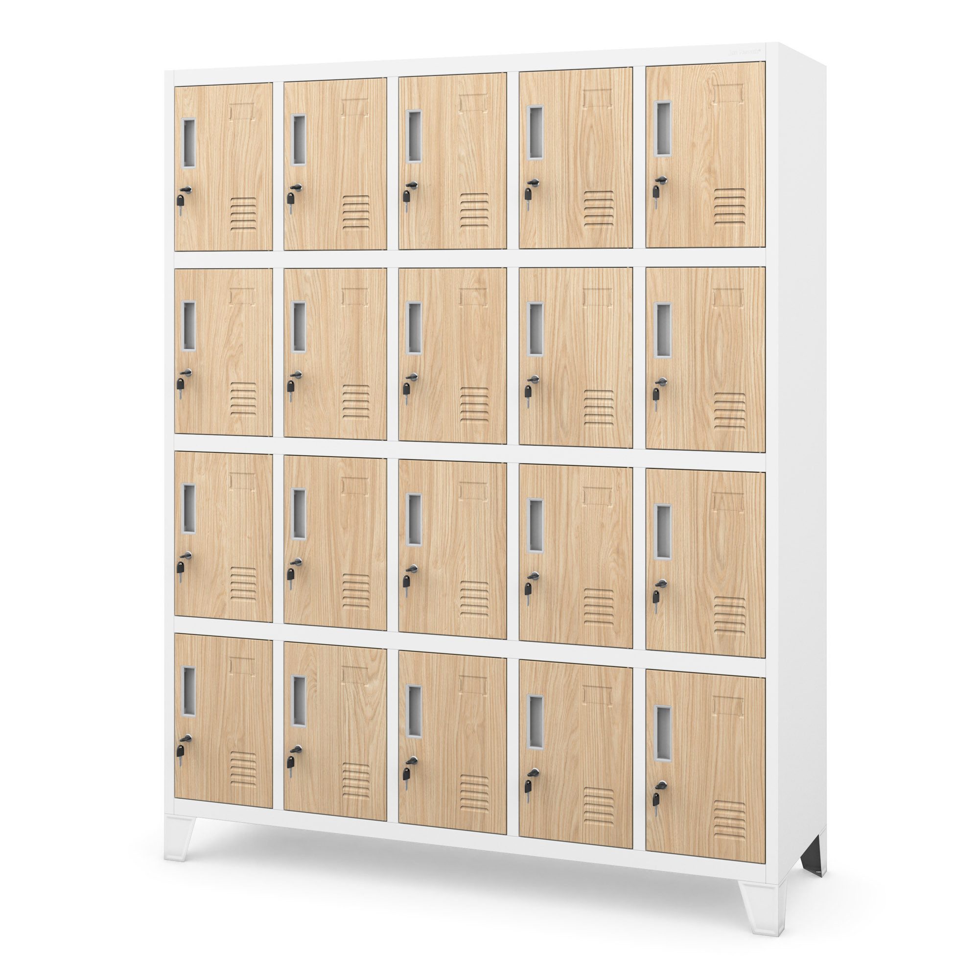 Jan Nowak Mehrzweckschrank Metall Schließfachschrank 136 cm ROBERT 20 Fächer abschließbar (Spind Garderobenschrank Umkleide Arbeitsraum Sozialraum Betrieb, Stahl 0,6 mm 172 x 136 x 45 cm Wandmontage 20 Schlüssel robust) Lüftungsschlitze Namensschildhalter Zylinderschloss 13 Farben
