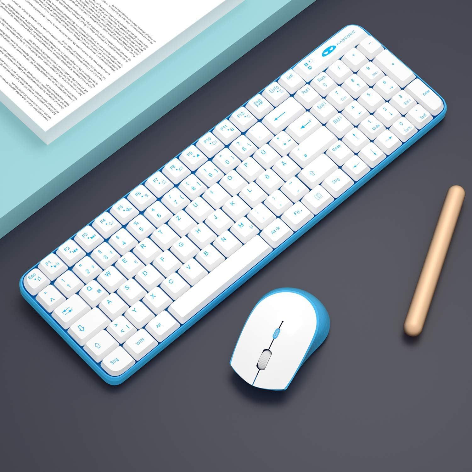 Vivitar V610 Gaming Tastatur-Maus-Kombination [DE-Layout] Wireless-Tastatur (Vollständige Funktionen, Soft Click, ergonomisches Design)