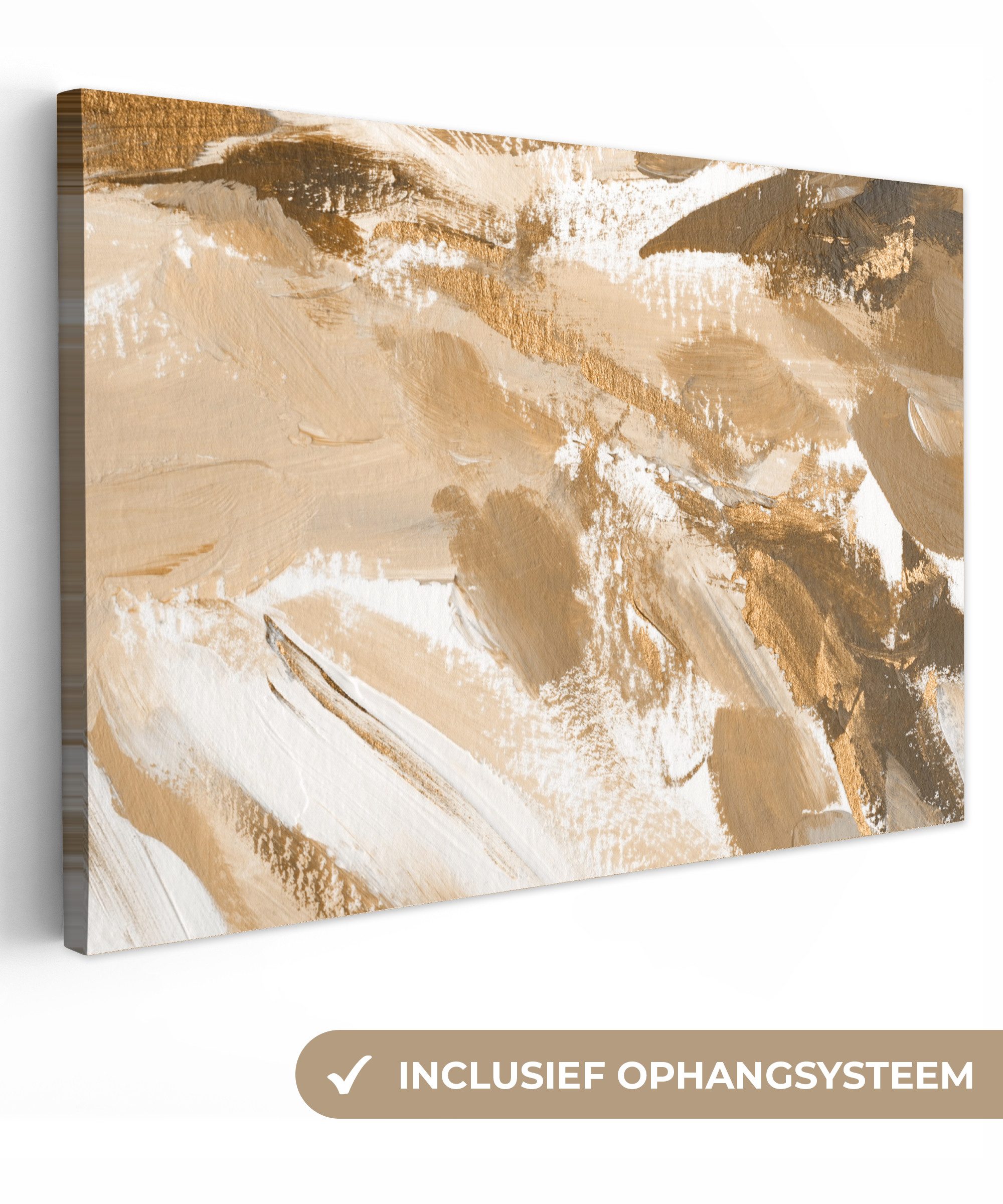 OneMillionCanvasses® Leinwandbild Gold - Beige - Abstrakt, Fotodruck (1 St), Leinwand Bilder Klein, Wand Dekoration Aesthetic 30x20 cm