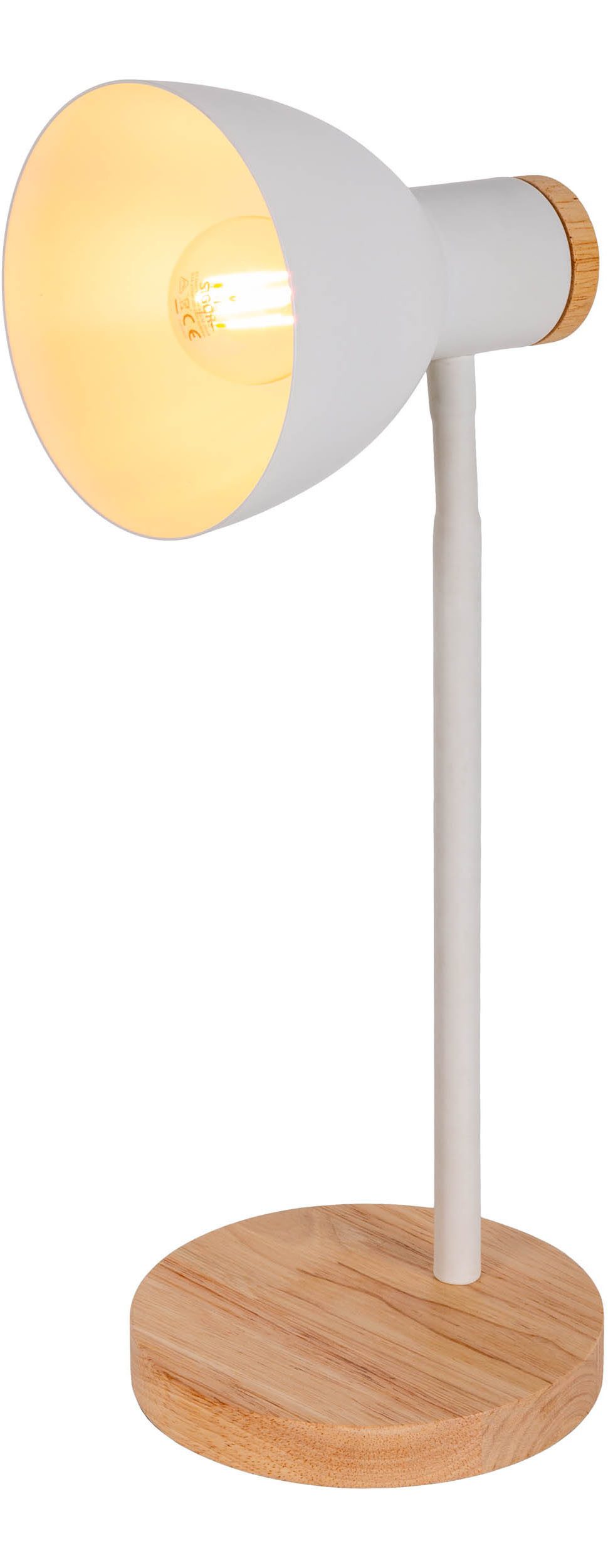 näve Schreibtischlampe Marie, ohne Leuchtmittel, Fuß und Schirm z.T. aus Holz, Schirm flexibel beweglich, E14 – Bild 3 von 5