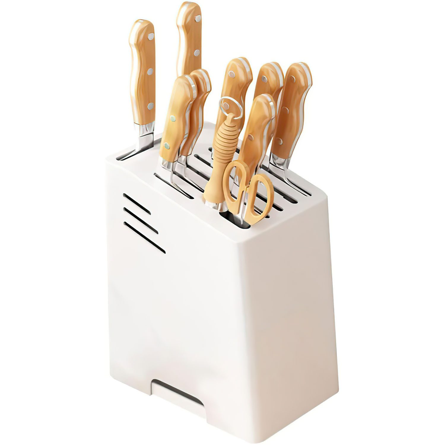 Refined Living Ножиblock Küchenhelfer Ножи Block Ohne Ножи Abnehmbar Abfluss Kein Rost (1tlg), Klingenschutz, schräges Einsatzdesign, für 9 Arten der Ножи