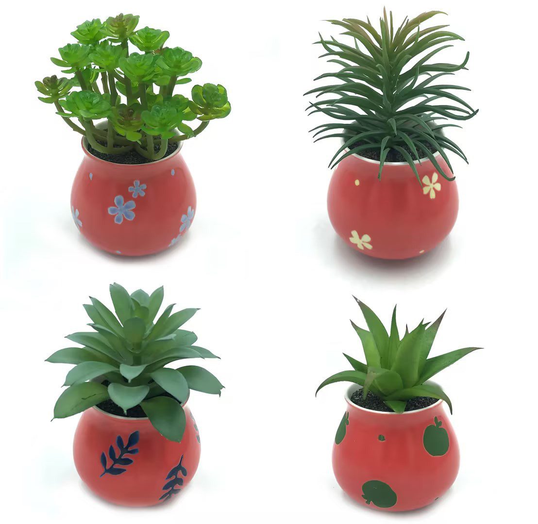 Künstliche Zimmerpflanze Kleine Kunstpflanzen & Künstliche Sukkulenten wie echt in edlen Töpfen Sukkulenten, PASCH, Hochglanz-Keramiktöpfe