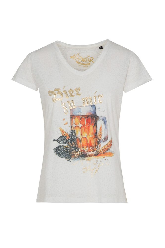 Hangowear T-Shirt HangOwear Damen T-Shirt Bibiana Offwhite ? Trachten Shirt