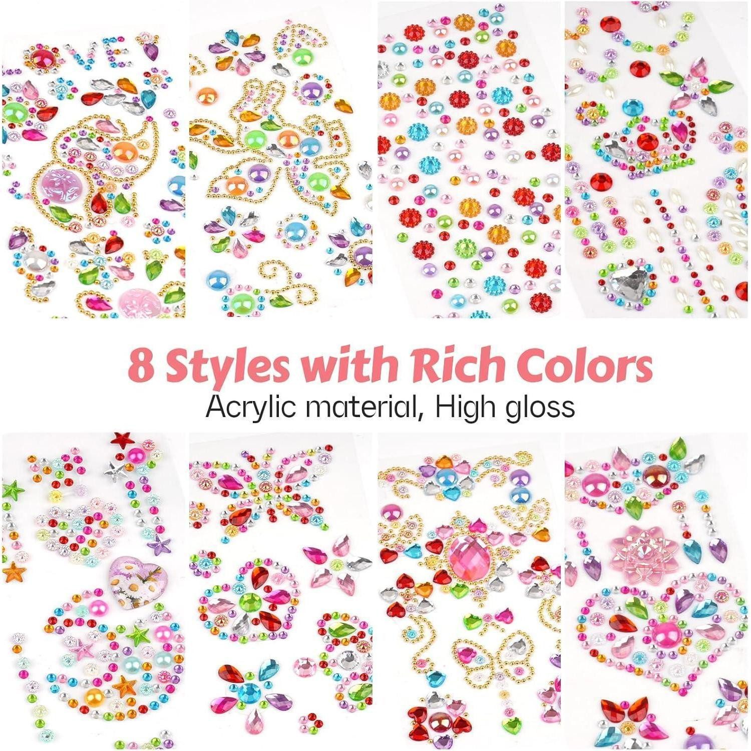 Weysoo Sticker Strasssteine Selbstklebend Blätter Acryl Sticker Einhorn Mädchen DIY 5