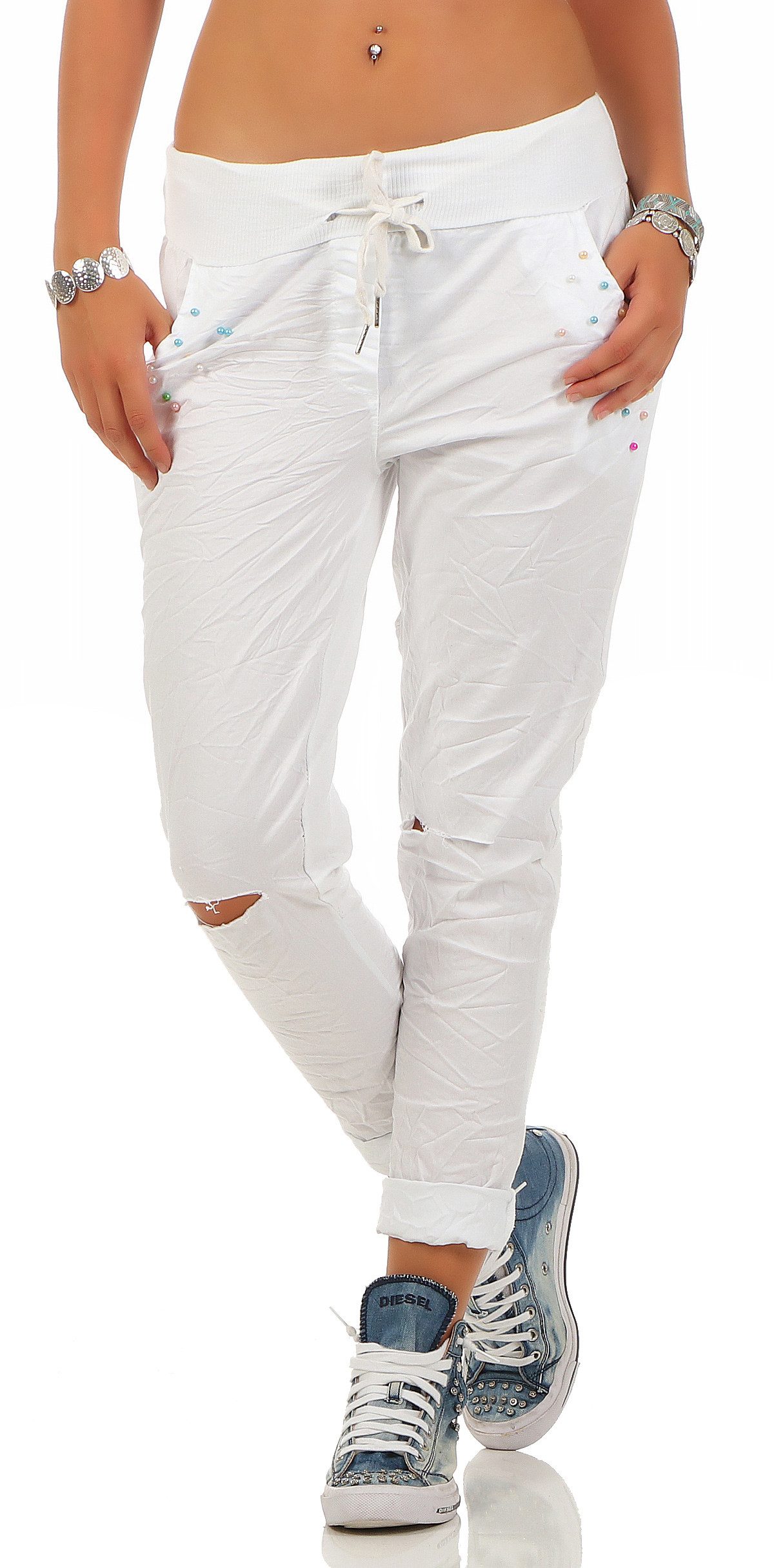 Mississhop Chinohose Trendige Jogger-Hose mit Print günstig online kaufen