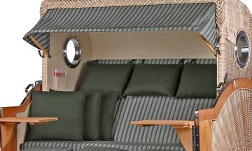 bene living Strandkorb Königssee 3-Sitzer Teak - PE shell - Modell 504, BxTxH: 170x95x170 cm, Volllieger ca. 175 Grad, Ostsee-Strandkorb Komplettset, inkl. Liftersystem und Bullaugen