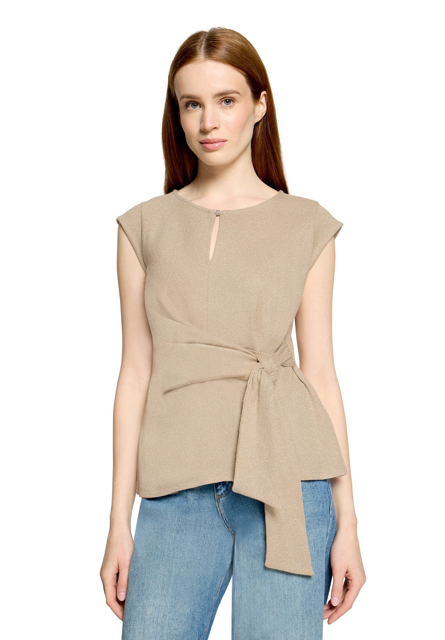 Cartoon Kurzarmshirt Damen mit Lurexfaden (1-tlg)