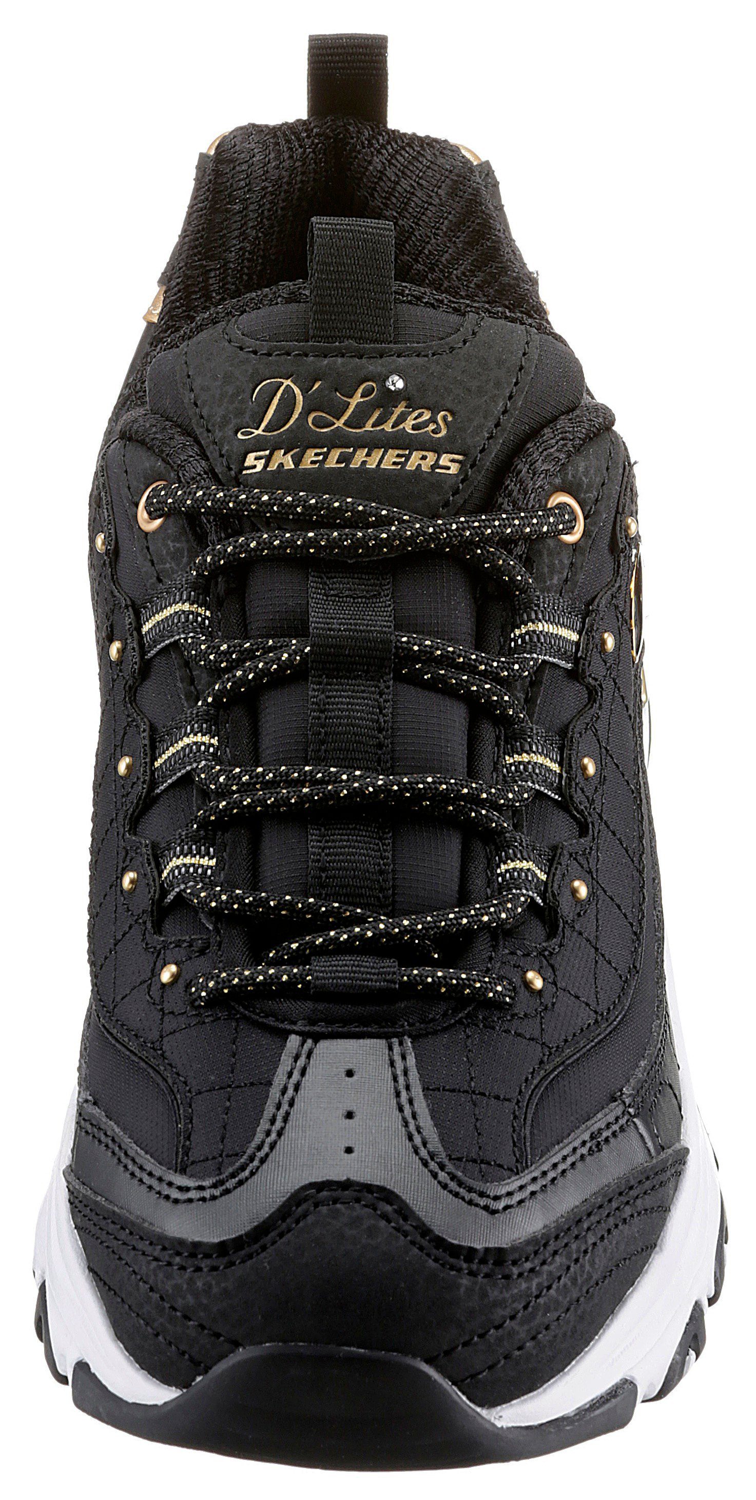 Metallic-Details mit schönen Sneaker D'LITES schwarz-goldfarben Skechers