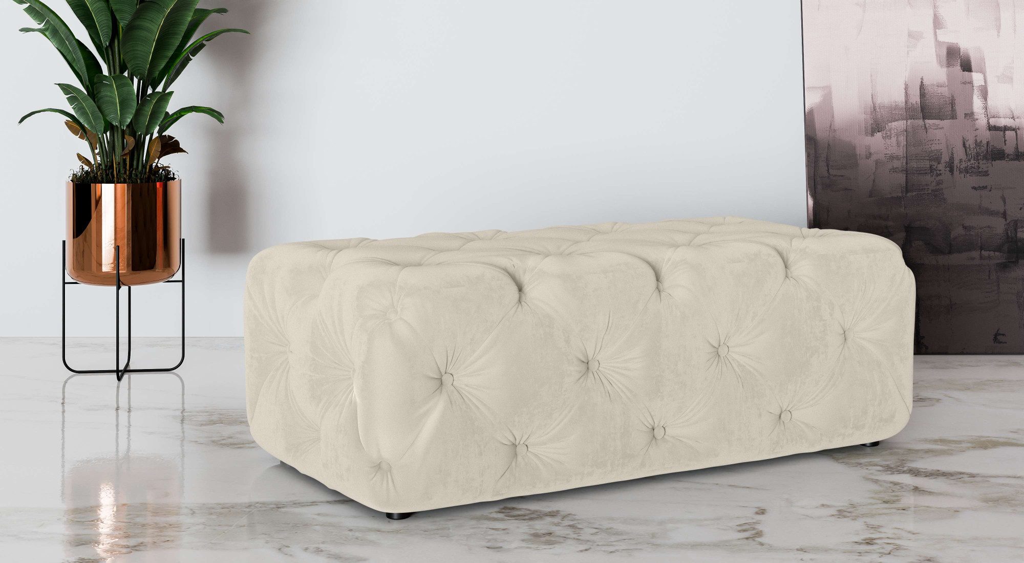 Home affaire Polsterhocker FOLLINA, Polsterhocker mit klassischer Chesterfield-Knopfheftung