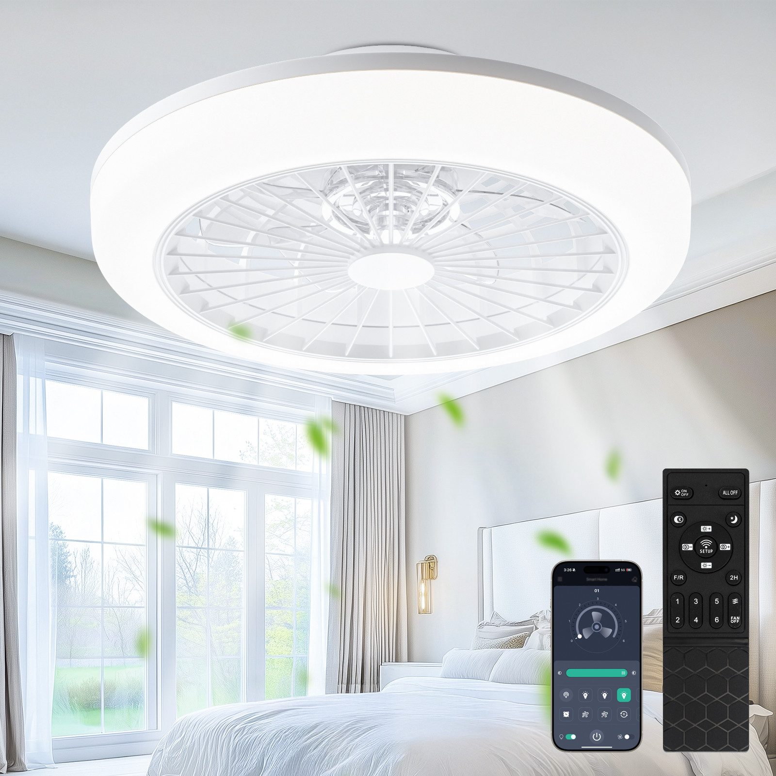 Lujasi Deckenventilator 36W LED-Deckenleuchte mit Ventilator