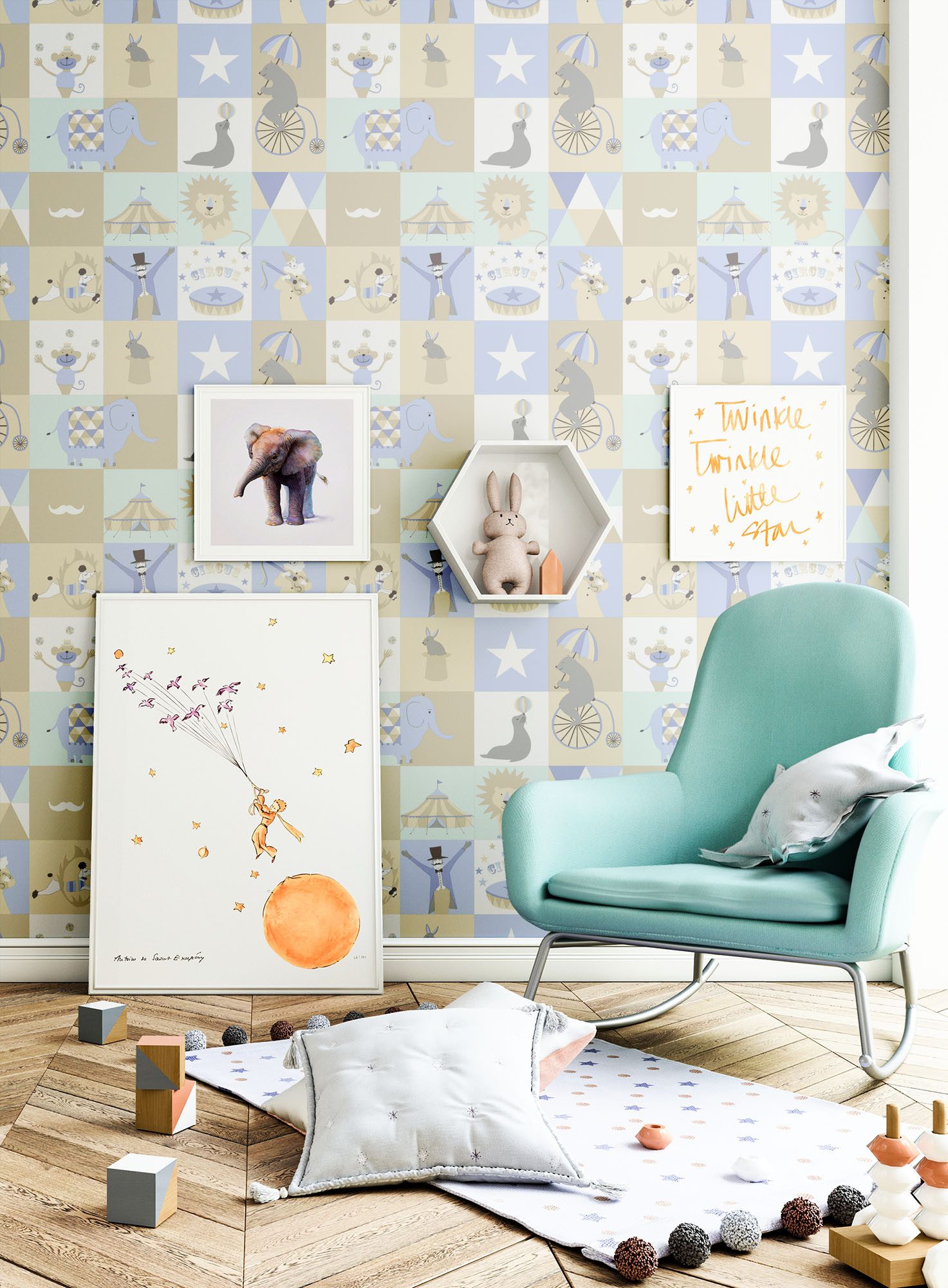 Newroom Vliestapete Muster Tapete Kinderzimmer Sterne, Babytapete