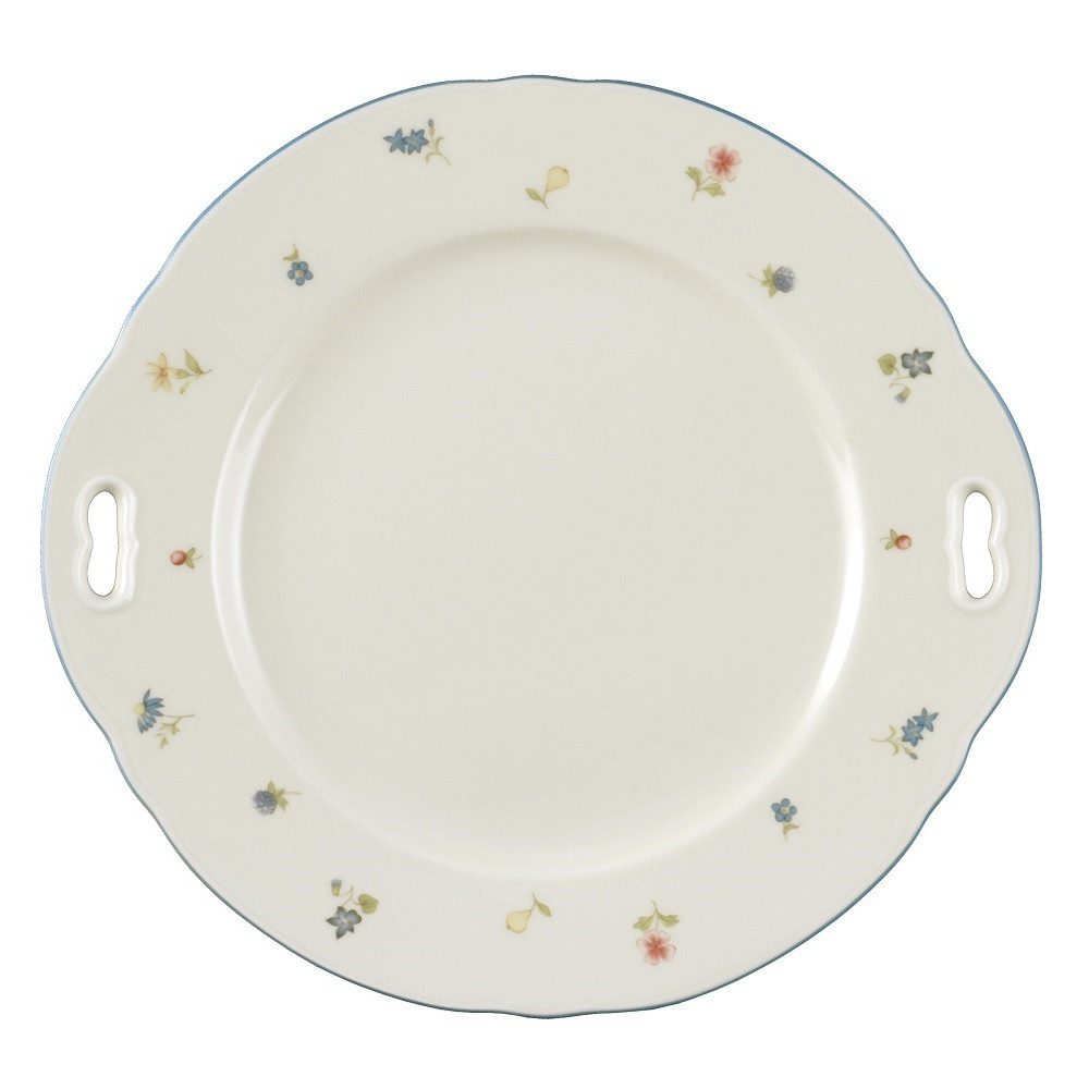 Seltmann Weiden Servierplatte Seltmann Weiden Marie-Luise Streublume Kuchenteller mit Griff, Porzellan, (Packung)