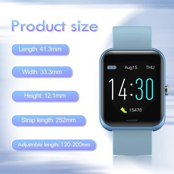 MICGIGI Fur Herren Damen Smartwatch (1,3 Zoll, Andriod iOS), Mit HD-Großbildschirm Pulsuhren Fitness Tracker mit 8 Sportmodi