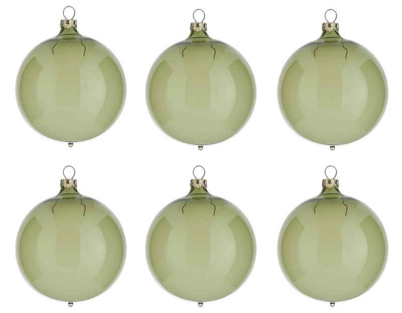 Thüringer Glasdesign Weihnachtsbaumkugel Transparent, Weihnachtsdeko, Christbaumschmuck, Christbaumkugeln Glas (6 St), grün