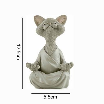 Rnemitery Dekofigur Buddha-Katzenfigur Meditation Yoga Sammlerstück Dekorative Ornamente