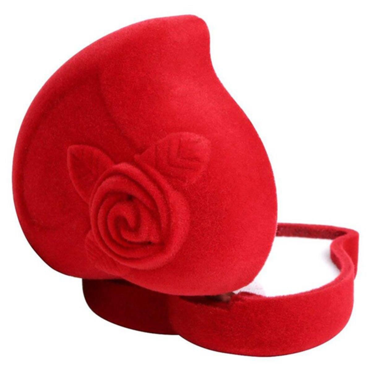 Order & Smile Schmuck Geschenkbox Ring Etui / Ringbox Verlobungsring „Herz mit Rose“