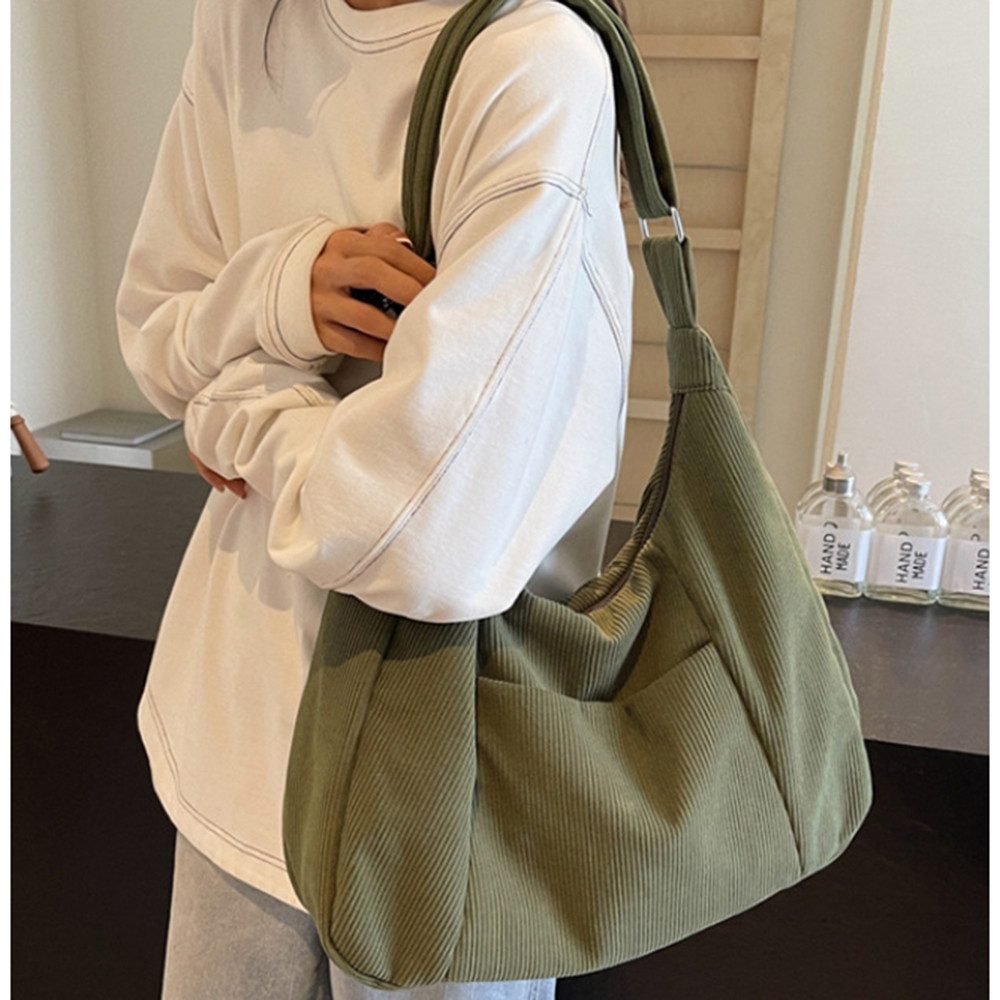 Cachito Umhängetasche Damen Groß Cord Tasche Shopper Crossbody Schultertasche Henkeltasche, Hobo Handtasche für Uni Arbeit Mädchen Schule