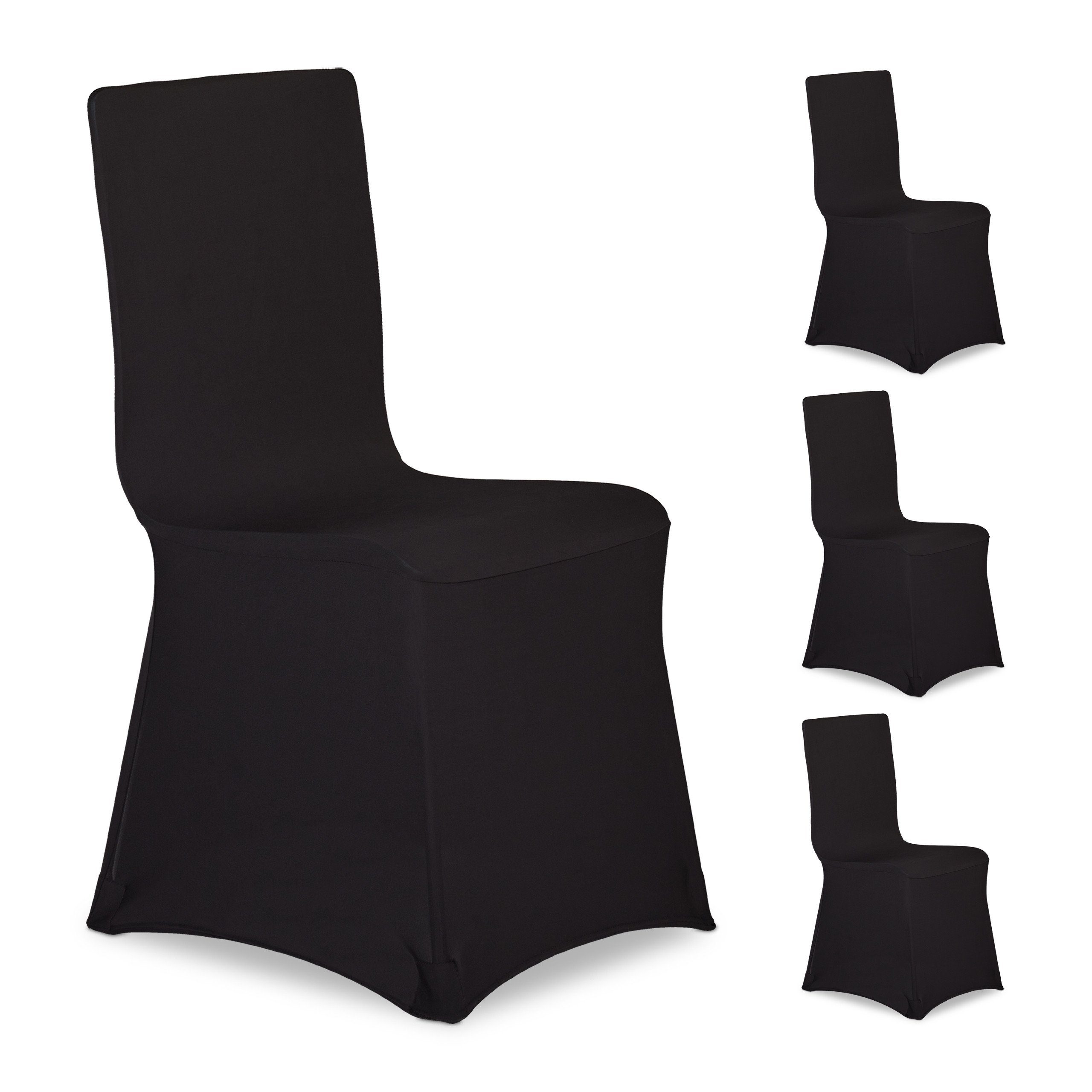 relaxdays Stuhlhusse 4er Set, schwarz