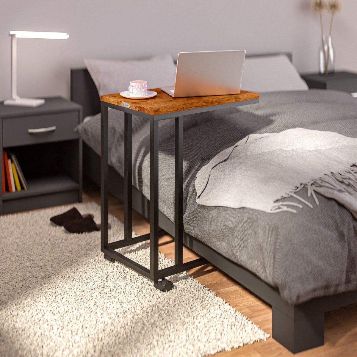 Casaria Beistelltisch, mit 4 Rollen 2 Bremsen 50x35x70cm 40kg Belastbarkeit Kippsicher Stabil