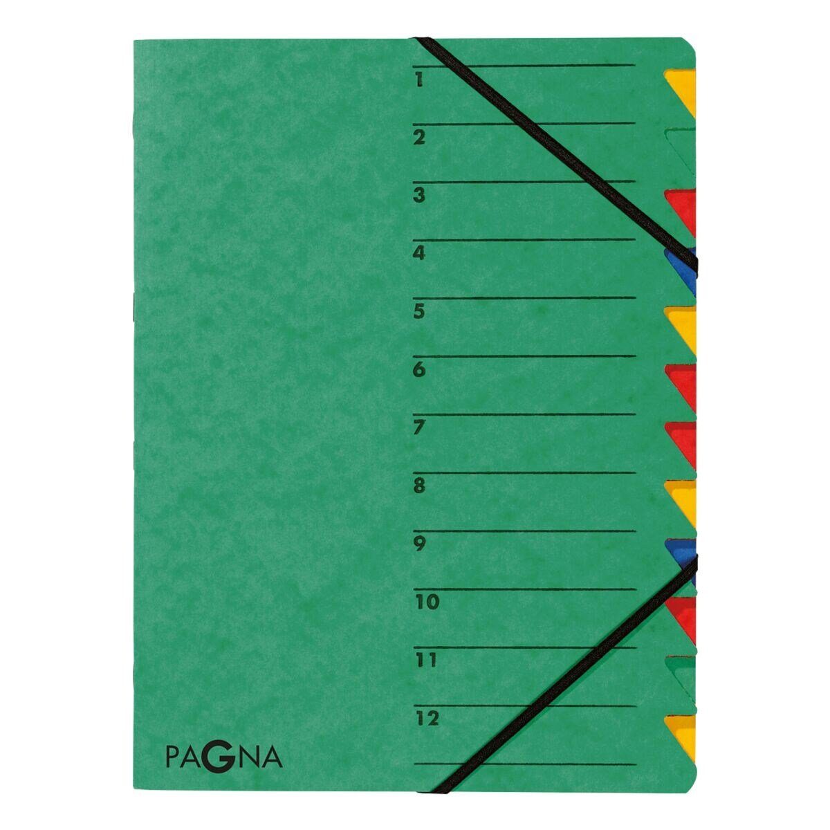 PAGNA Organisationsmappe Standard, Ordnungsmappe mit 12 Fächern, A4 grün