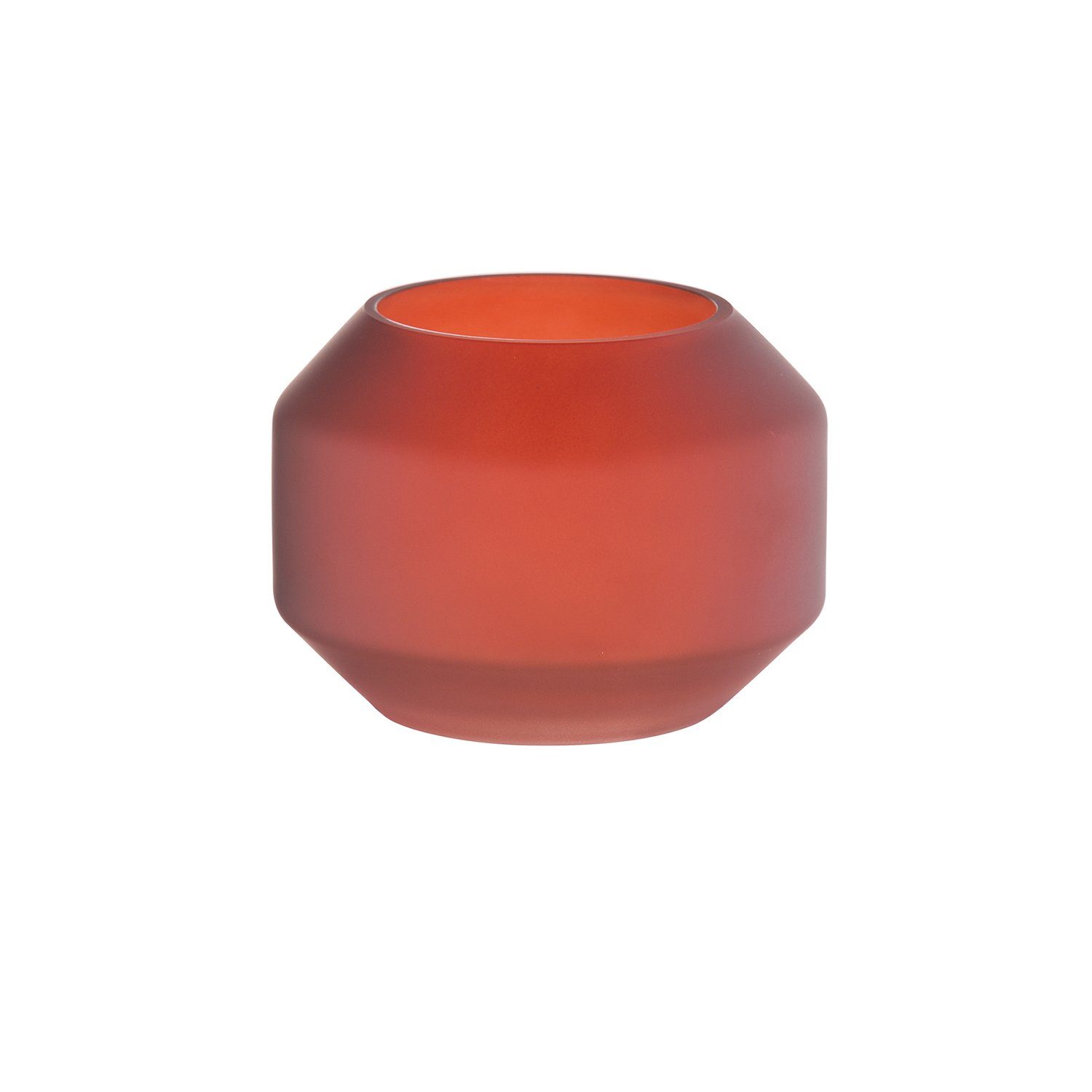 Fink Teelichthalter Teelichthalter / Vase EILEEN - rot - Glas - H.12cm x Ø 15cm (1 St), außen foliert - mundgeblasen